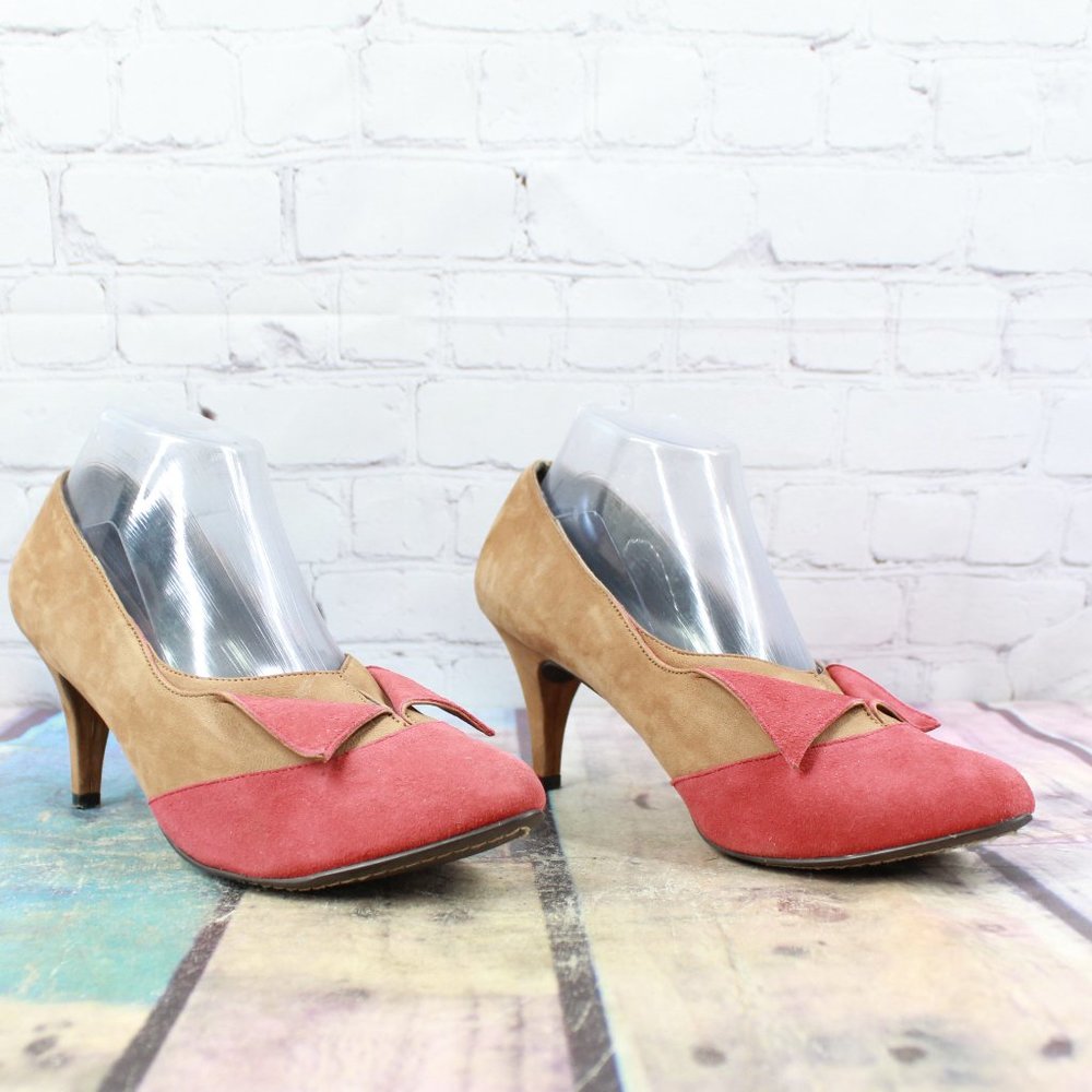 Pilcro and the Letterpress Brown Pink Suede Pumps Shoe Size 9 M